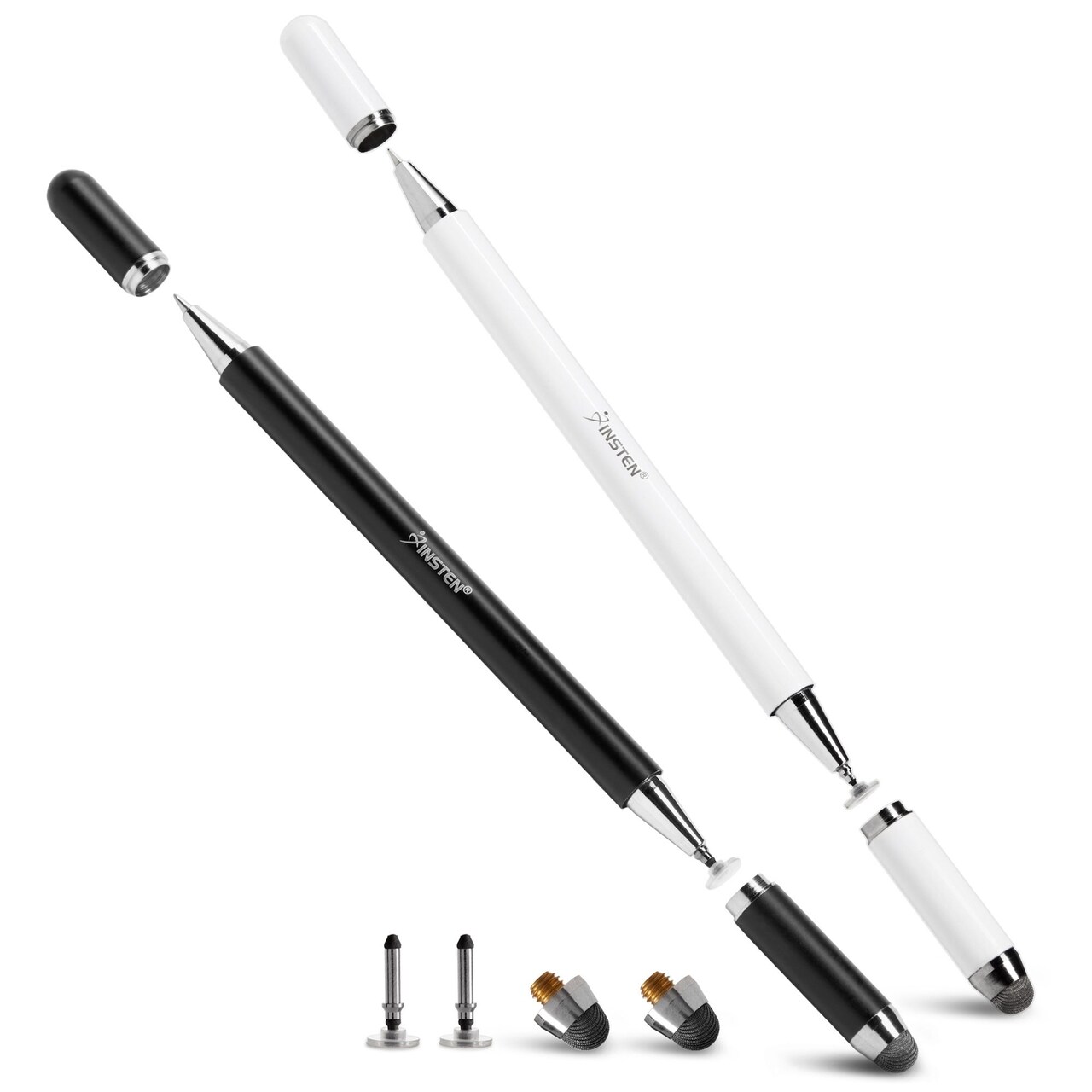 2 Pack Capacitive Stylus Pens for Touch Screens, 2 in 1 Pen for Smartphones, Tablets, and Touchscreen Laptops (Black+White)